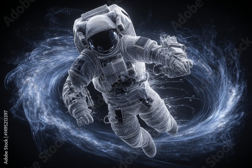 A lone space explorer travels the cosmos, approaching a mysterious and captivating astronomical anomaly that represents the insatiable human desire to explore, discover, and push beyond the