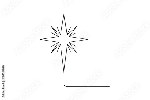 Christmas Star continuous one line drawing minimalism design