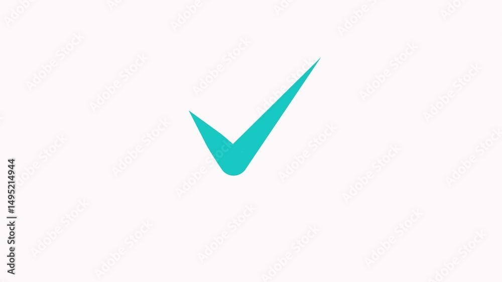 Turquoise checkmark on a white background illustrating approval and validation