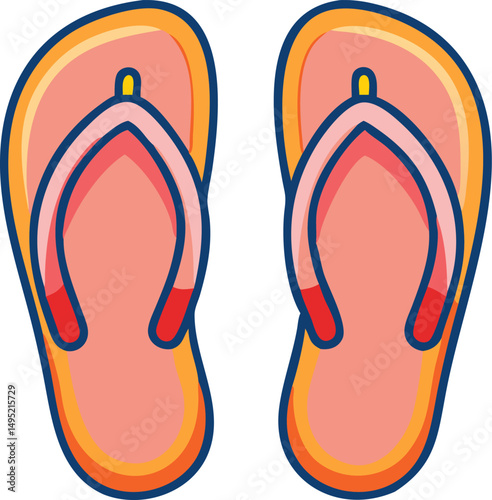 flip flops color vector icon on white or transparent background