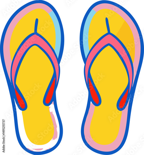 flip flops color vector icon on white or transparent background