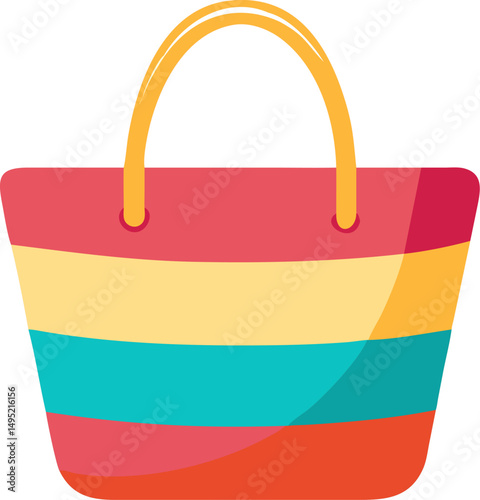 beach bag color vector icon on white or transparent background