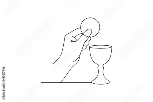 Holy Communion continuous one line drawing minimalism design