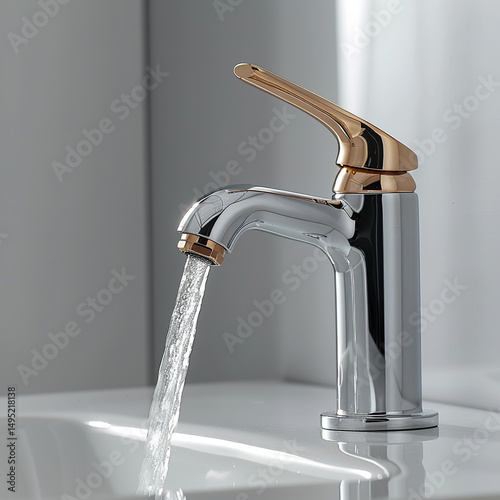 Water coming out of a modern faucet