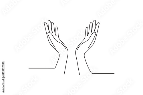 Open Hands Toward Heaven continuous one line drawing minimalism design