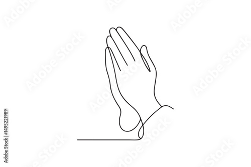 Praying Hands continuous one line drawing minimalism design