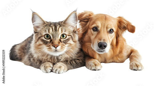 Cute Cat and Dog Together Isolated on Transparent Background - Professional Animal Photography