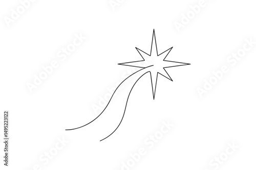 Star of Bethlehem continuous one line drawing minimalism design