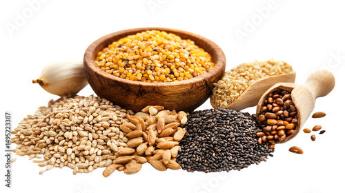 Nutritious Bowl of Mixed Seeds Isolated on Transparent Background for Healthy Eating Concept