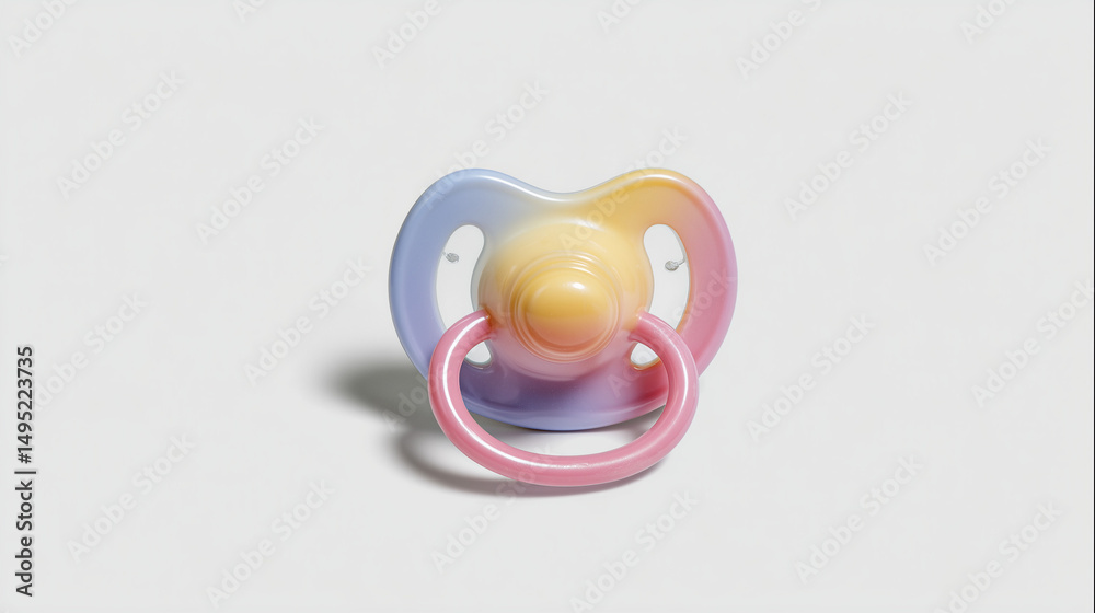 A realistic image of a baby's pacifier in pastel colors, placed flat, isolated on a white background. A realistic image of a baby's pacifier in pastel colors, placed flat, isolated on a white background.