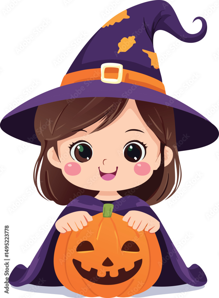 halloween witch with pumpkin