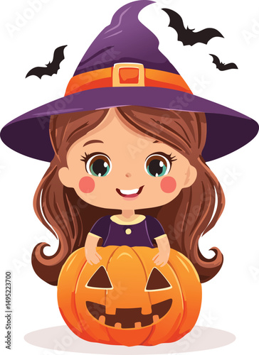 halloween witch with pumpkin