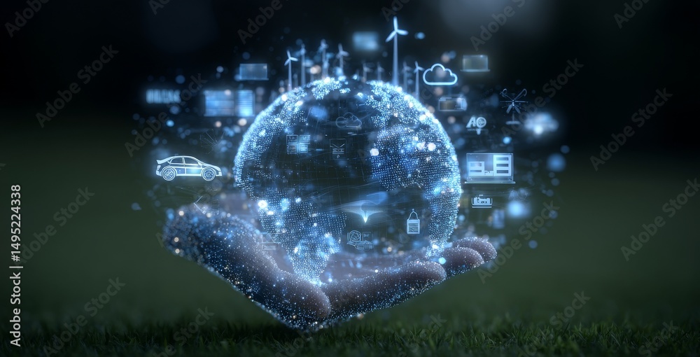 Obraz premium The Sustainable Development Goals are key to the environmental technology concept, which emphasizes the importance of renewable resource technology in reducing pollution and protecting the natural