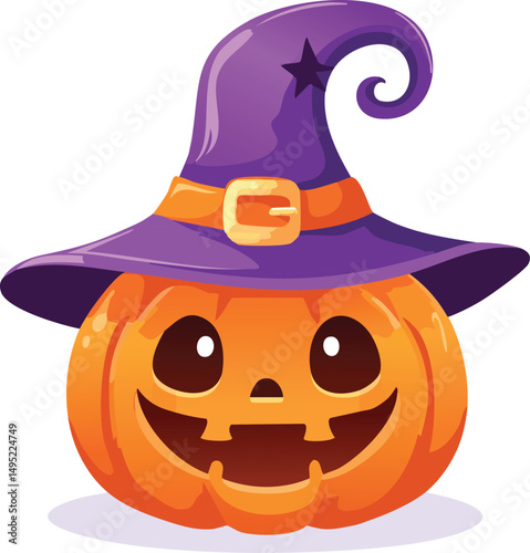 halloween pumpkin with witch hat