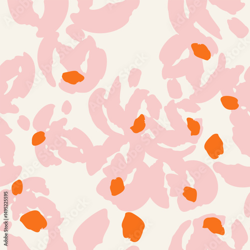 Floral seamless pattern with pink flowers. Vector background, design, print