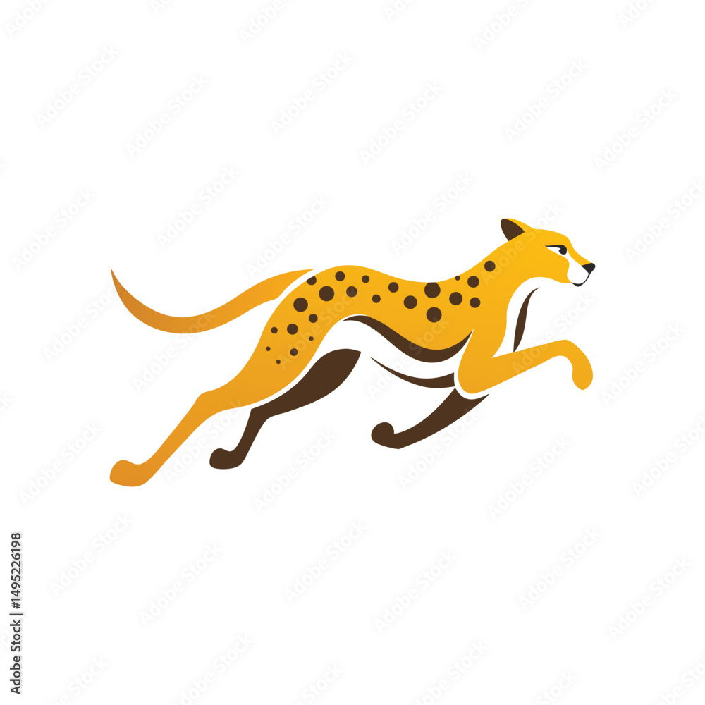 Fototapeta premium Flat and Minimal Luxury running cheetah animal logo vector illustration isolated on white background
