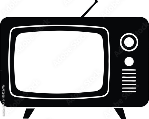 Old television silhouette vector illustration