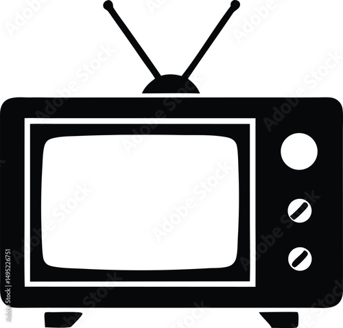  Old tv icon silhouette vector illustration.