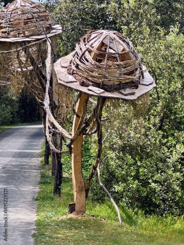 Structure en bois le long de la piste cyclable