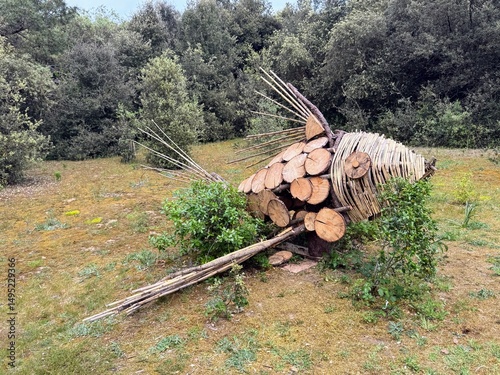Structure en bois le long de la piste cyclable