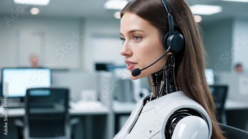 Robot call center agent assists customers