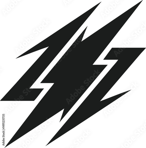 Minimalist abstract lightning bolt silhouette logo design with sharp angles