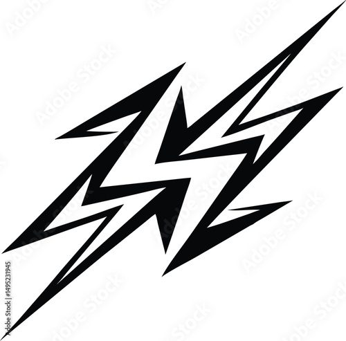 Minimalist abstract lightning bolt silhouette logo design with sharp angles