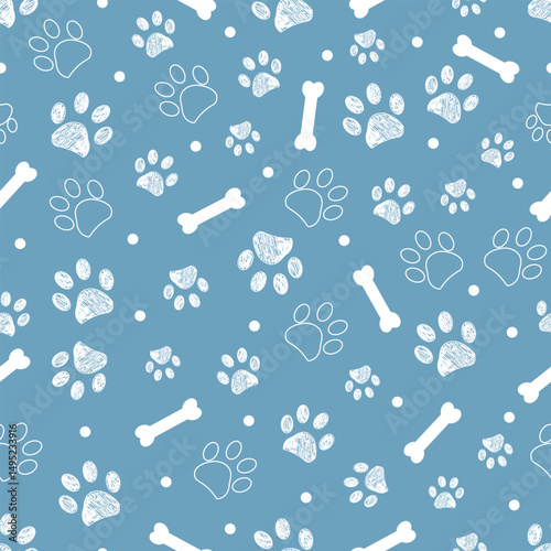 Navy background with white paw and bones