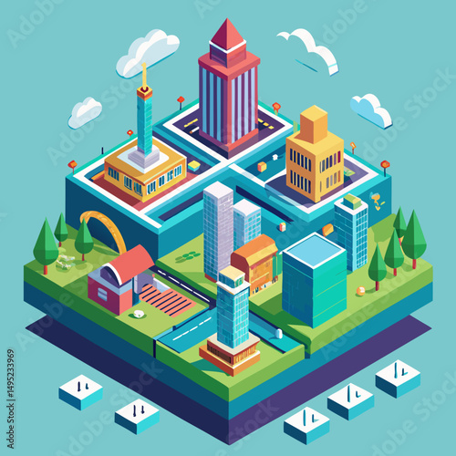 vector isometric city