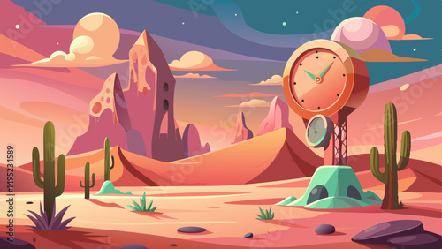 desert with melting clocks