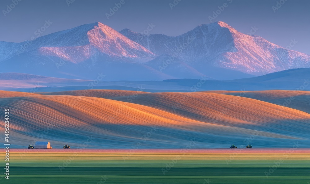 Fototapeta premium Large agricultural farm that includes expansive crop fields