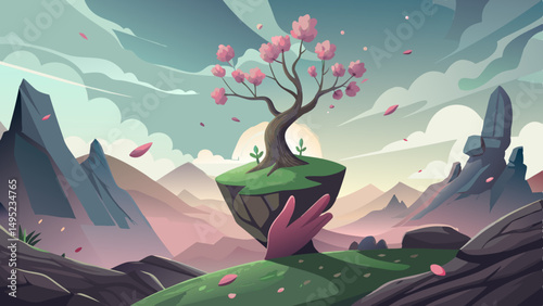 lone tree on a giant hand