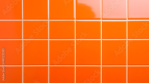 Close-up of vibrant orange square tiles, creating a modern and striking textured background with bright grout lines. Minimalist and eye-catching design. © A2Z AI 