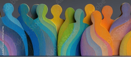 Figurines made of wood and color that symbolize diversity and inclusion