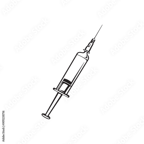 Vector illustration of an injection or syringe with clean design and sharp details isolated on white background.