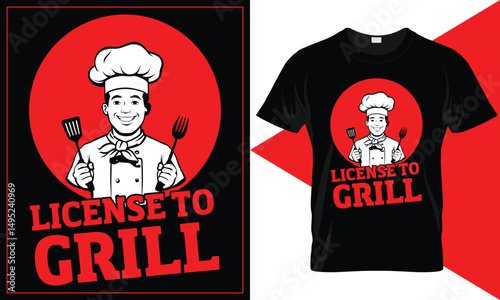License to Grill BBQ, Barbecue Themed Typography for T-Shirt Printing