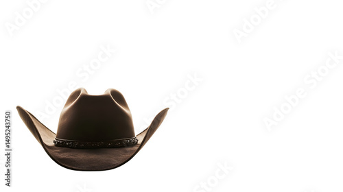Bold Brown Cowboy Hat Against Stark White Background