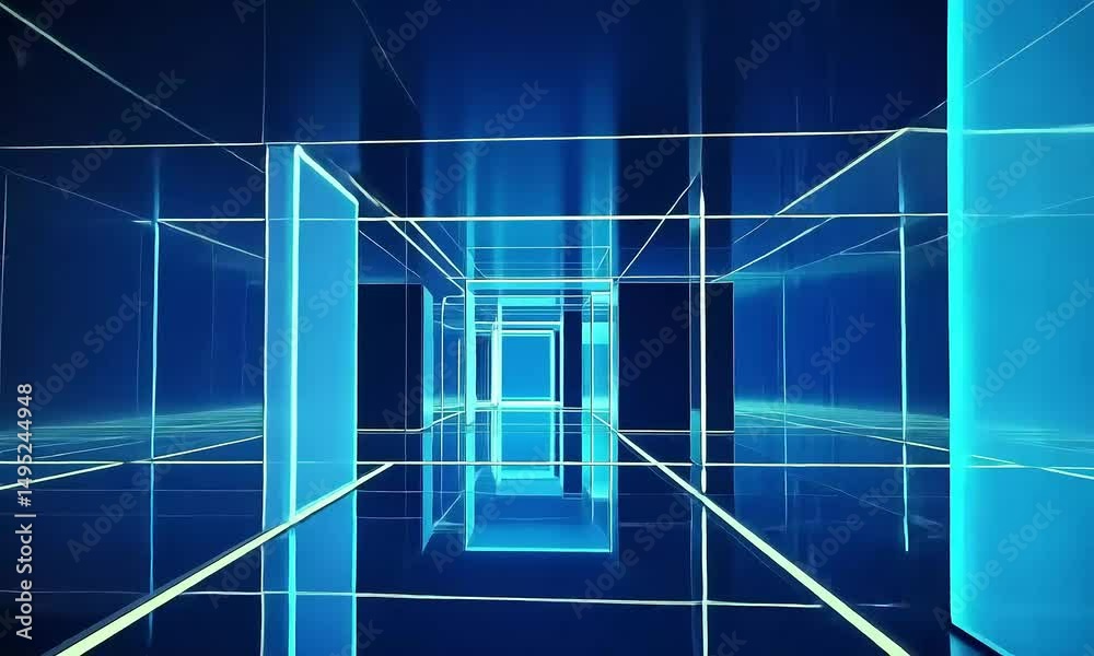 Abstract glowing blue geometric lines digital graphic background
