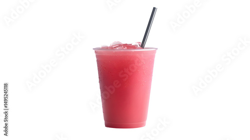 Refreshing Juices and Floats in Plastic Cup on White Background