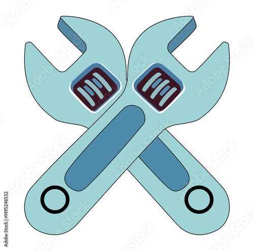 Cartoon Icon Iron Wrench Digital Vectors Illustration