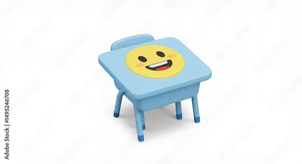 Fototapeta premium Blue childrens desk with emoji decor