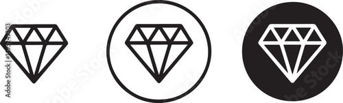 Diamond Icon Set Three Variations for Design Use