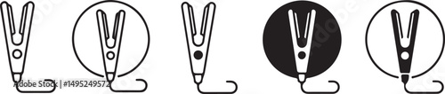 Hair Straightener Icon Set Various Styles and Colors