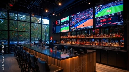 Sports bar interior design daytime