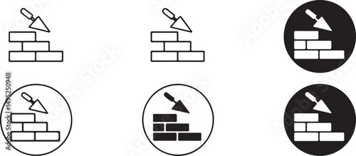 Bricklaying Icons Trowel and Bricks Construction Set