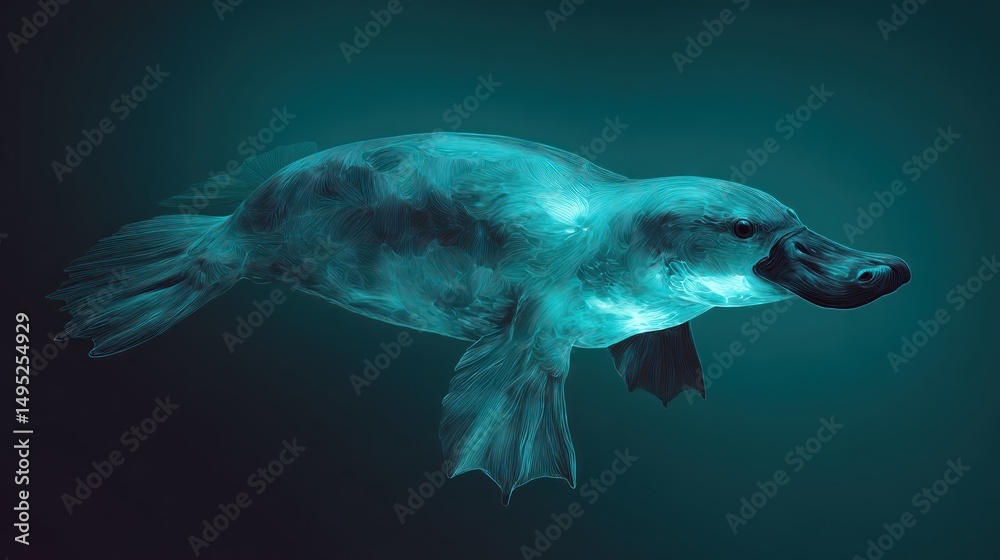 Obraz premium Glowing platypus underwater