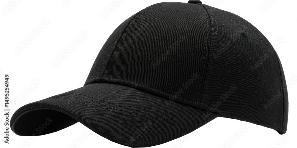 Isolated Black Baseball Cap with Curved Visor Isolated Black Baseball Cap with Curved Visor