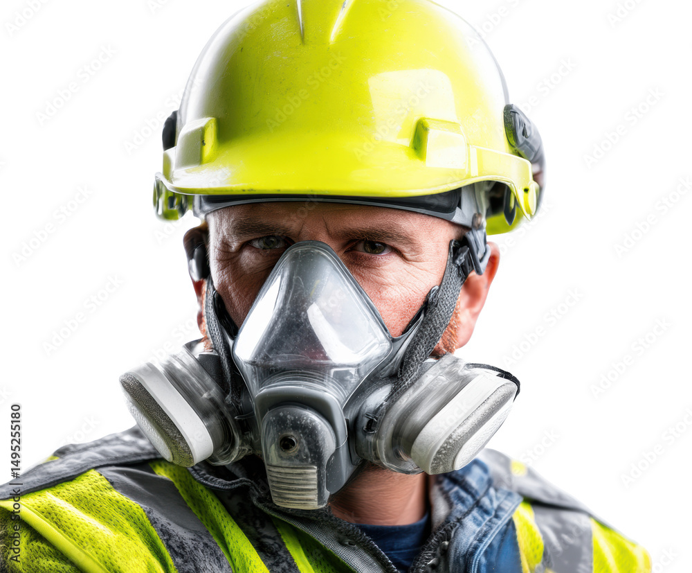 Naklejka premium Safety in construction with protective gear during work tasks on a transparent background, cut out