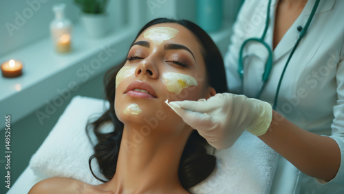 Latin Beauty Treatment - Woman Receiving Facial Treatment in Aesthetic Beauty Clinic