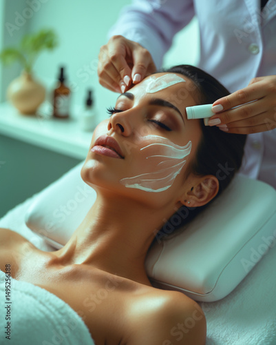 Latin Beauty Treatment - Woman Receiving Facial Treatment in Aesthetic Beauty Clinic